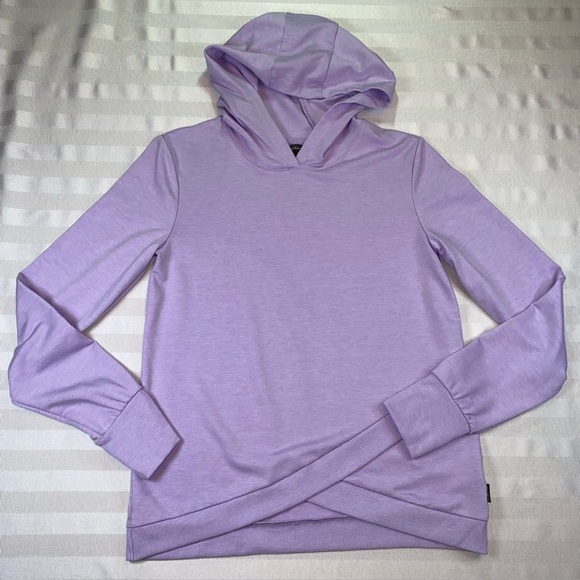 Eddie Bauer Kids Hooded Lavender Pullover L (14/16) Tulip Hem Thumb Holes - Picture 12 of 12